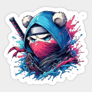 Cool Ninja Bear Japanese Anime Splash Style Sticker